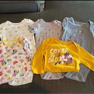 Carter's Multi-Pack Baby Girls Long-Sleeve Bodysuits - Yellow, Gray, White, Pink